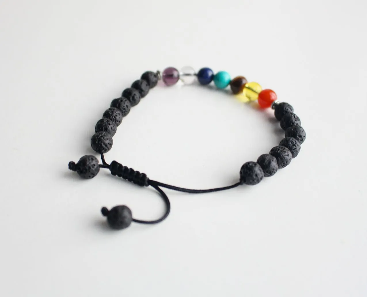 Men's Lava Bracelet with Seven Chakra Stones