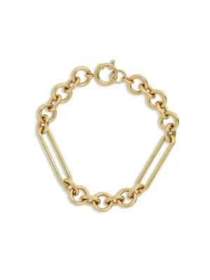 Mixed Midsize Yellow Gold Clip Chain Bracelet