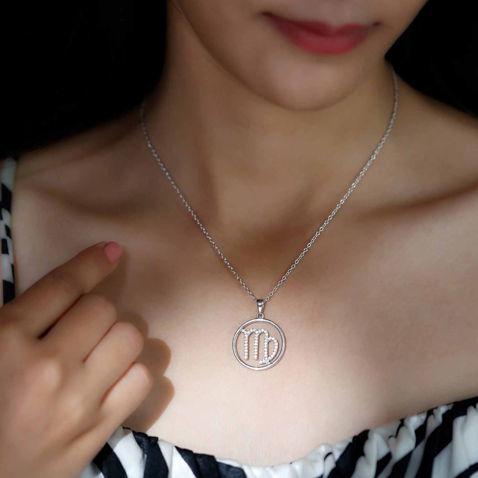 Moissanite Virgo Zodiac Pendant Necklace