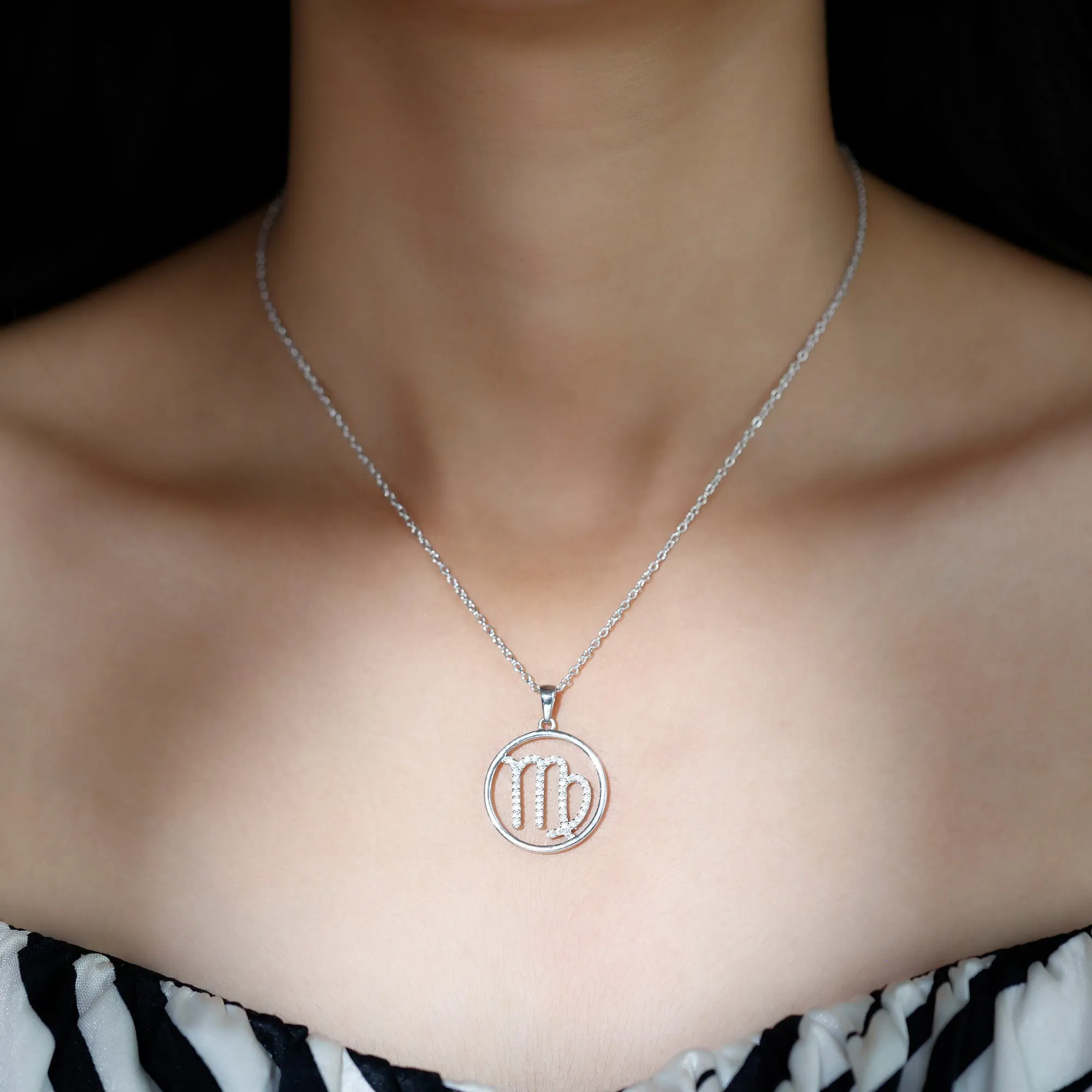 Moissanite Virgo Zodiac Pendant Necklace