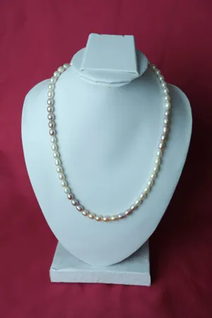 Multicolor single line medium size Fresh Water Cultured Pearl Necklace.