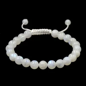 Natural Moonstone 8mm Gemstone Healing Power Crystal Adjustable Macrame Bracelet