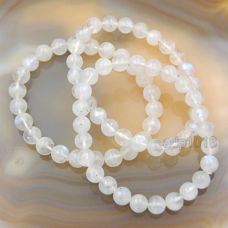 Natural Moonstone Gemstone Beads Stretch Bracelet Healing Reiki