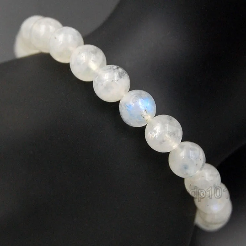 Natural Moonstone Gemstone Beads Stretch Bracelet Healing Reiki