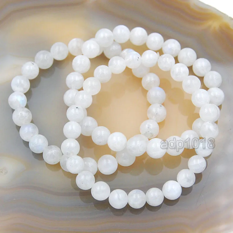 Natural Moonstone Gemstone Beads Stretch Bracelet Healing Reiki