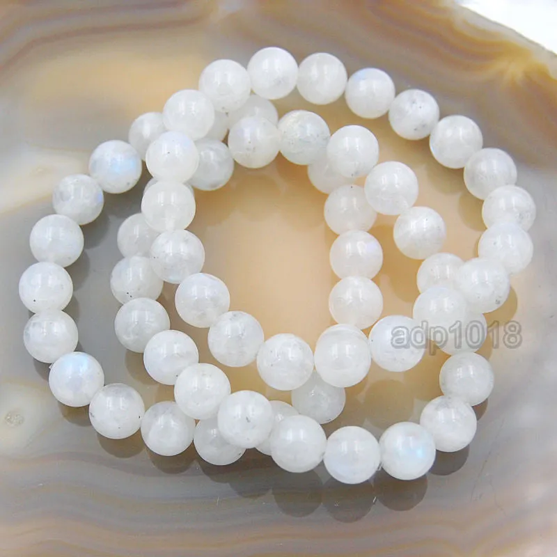 Natural Moonstone Gemstone Beads Stretch Bracelet Healing Reiki