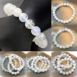 Natural Moonstone Gemstone Beads Stretch Bracelet Healing Reiki