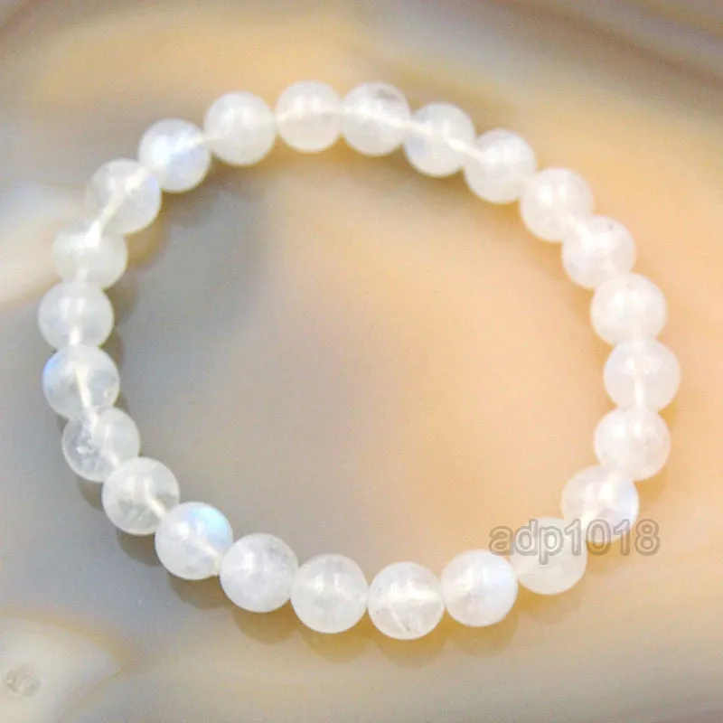 Natural Moonstone Gemstone Beads Stretch Bracelet Healing Reiki