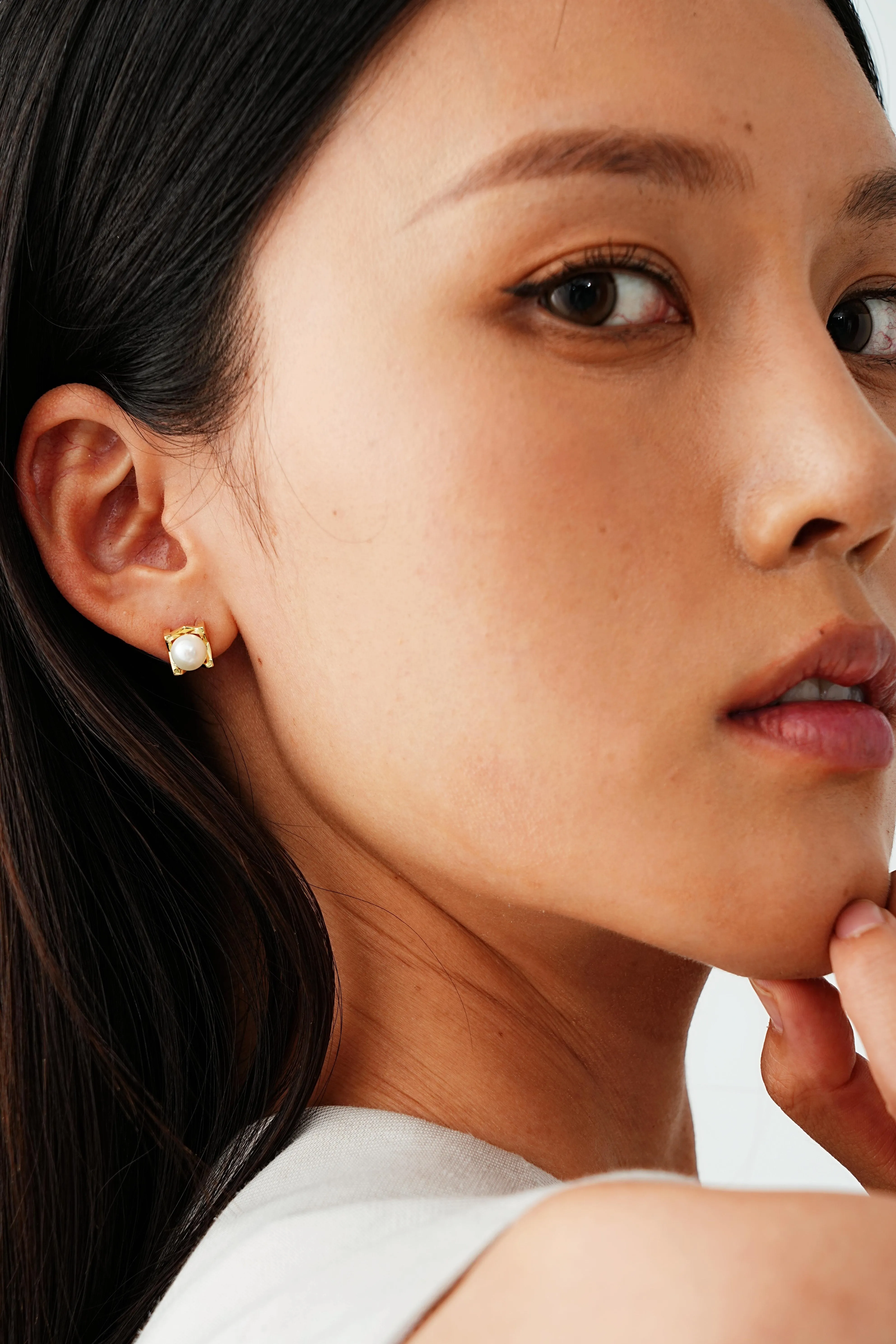 Opulent Pearl Gold Stud Earrings