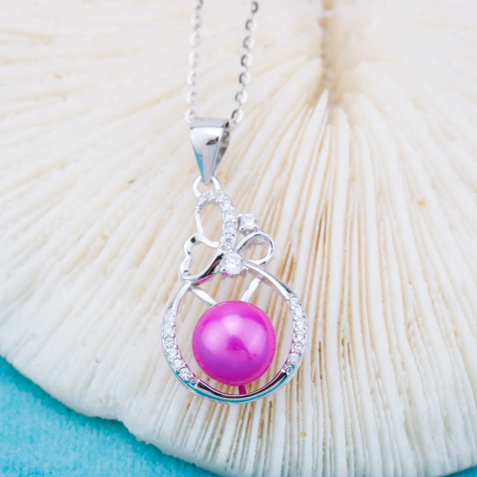 P011003 DIY 6-8mm Natural Freshwater pearl pendant accessory 925 sterling silver engagement jewelry necklace for women