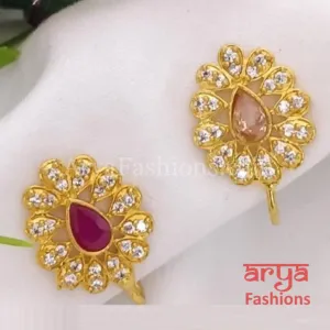 Pacchi Kundan Nose Clip/ Kundan CZ non piercing nose ring/ Kundan Bridal Nosepin