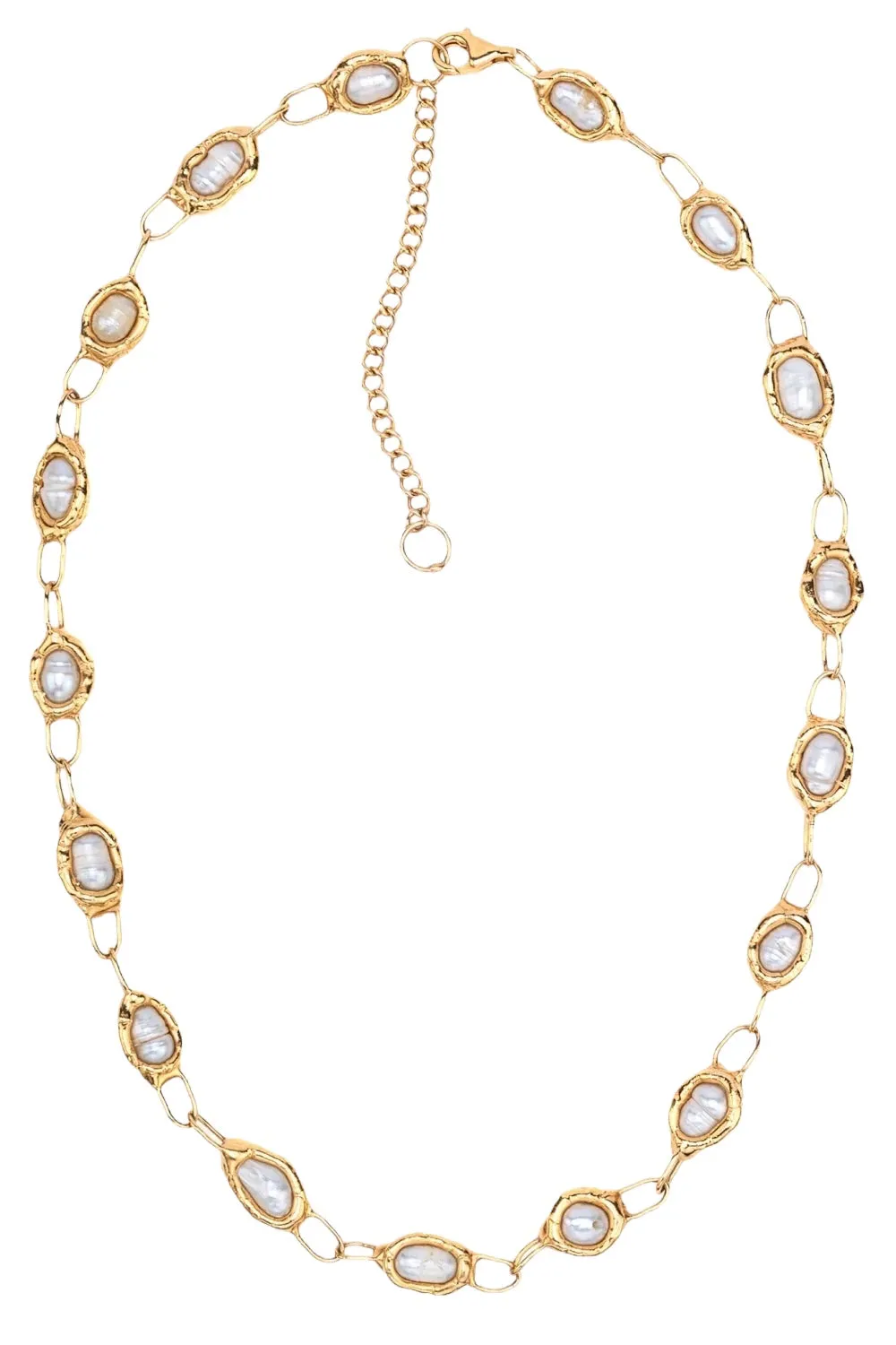 Pearl Chain Necklace in Gold