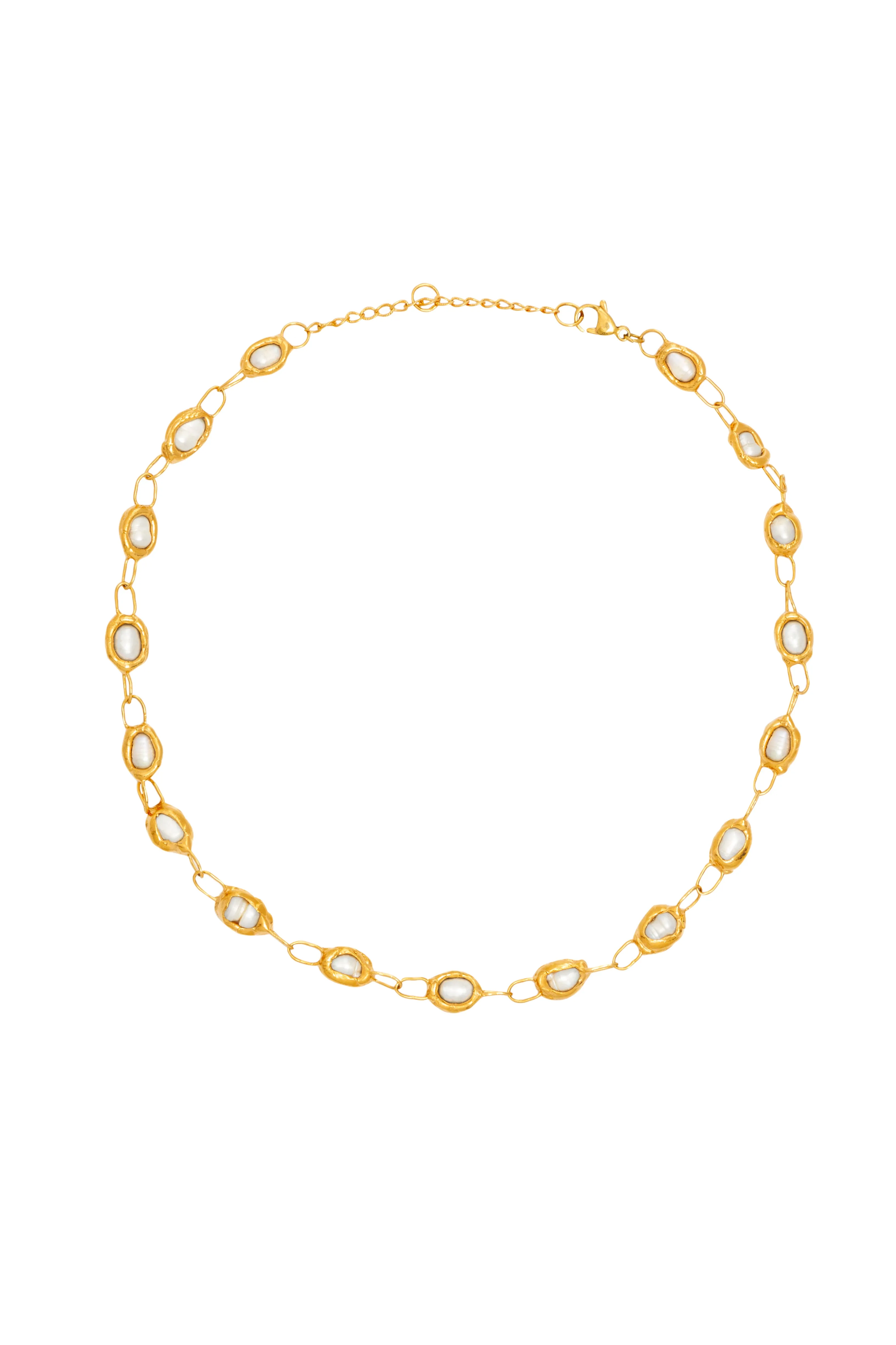 Pearl Chain Necklace in Gold