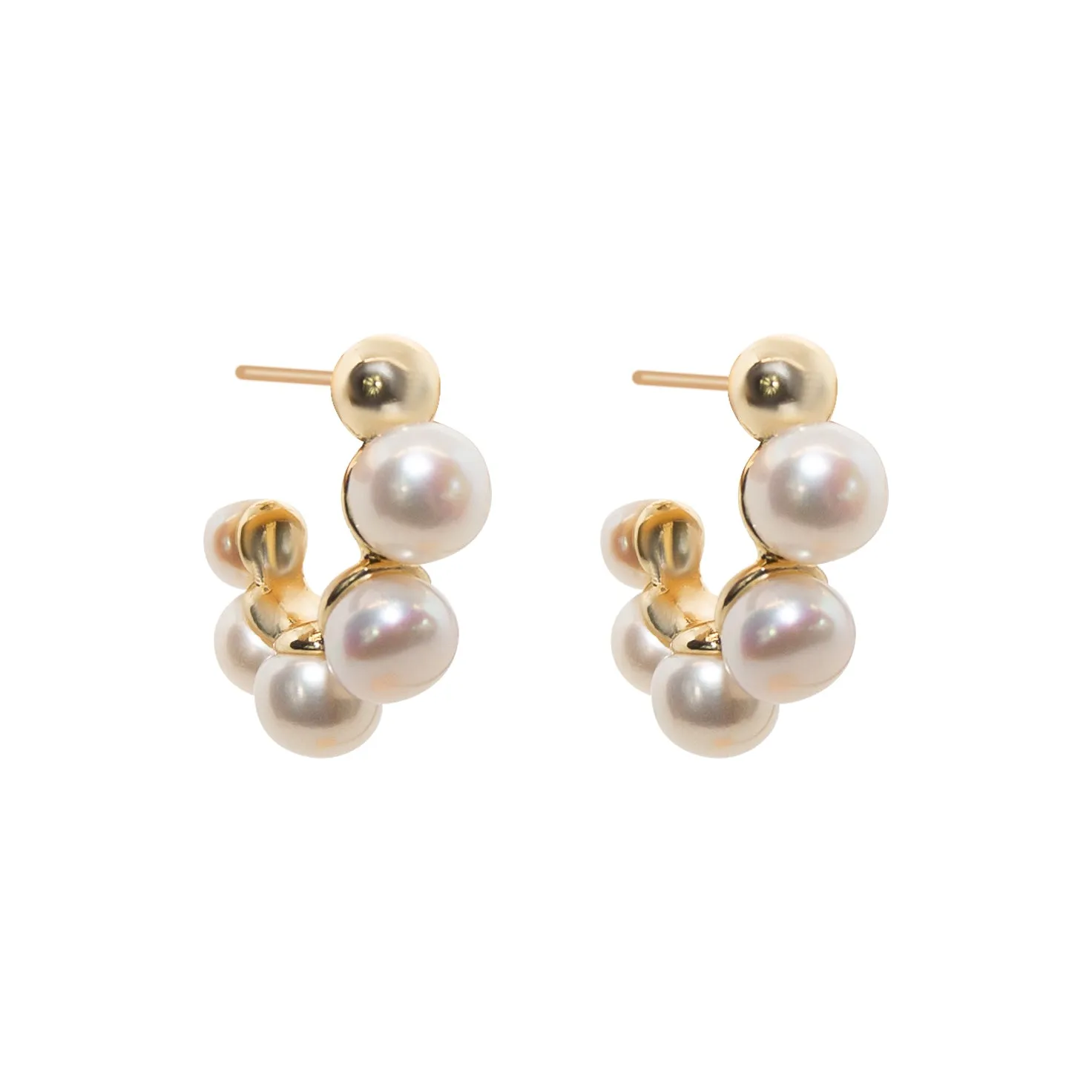 Pearl Quartet Golden Hoop Earrings