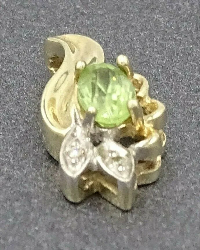 Peridot & Diamond 10ct Yellow Gold Pendant