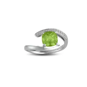 Peridot and Diamond Accent Ring in Sterling Silver