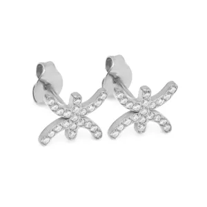 Pisces Earrings with CZ Stones - Silver