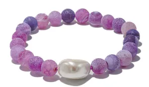 Purple Dragon Vein Agate & Mother Of Pearl Natural Gemstone Bracelet