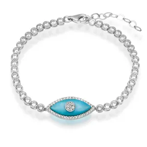 "Gemma” Turquoise Sterling silver tennis eye bracelet