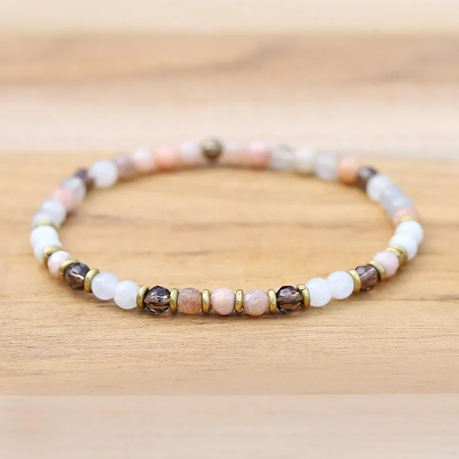 "Intuition" Moonstone and Smoky Quartz Delicate Bracelet