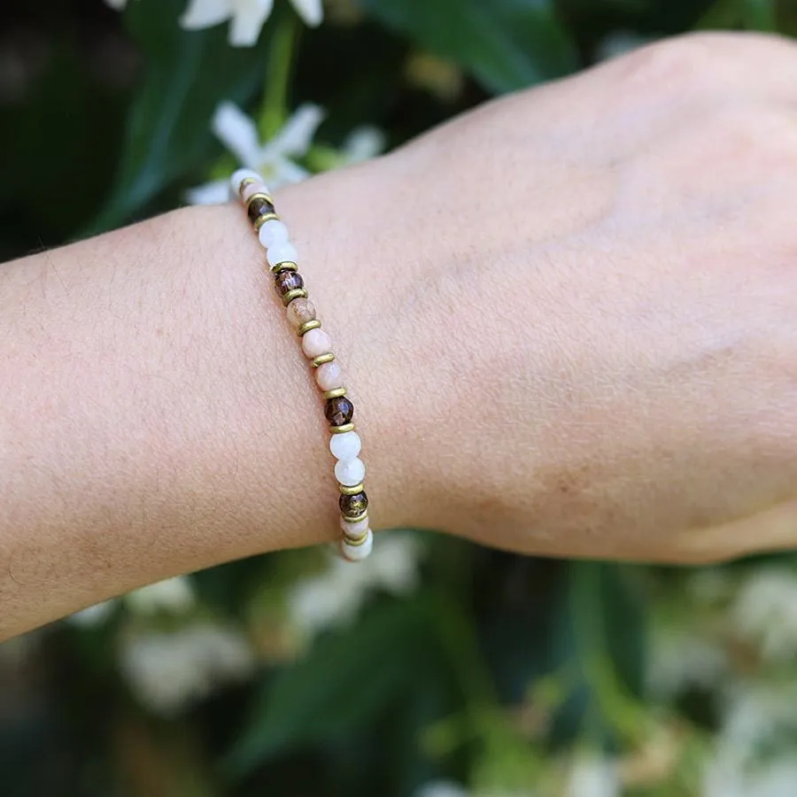 "Intuition" Moonstone and Smoky Quartz Delicate Bracelet