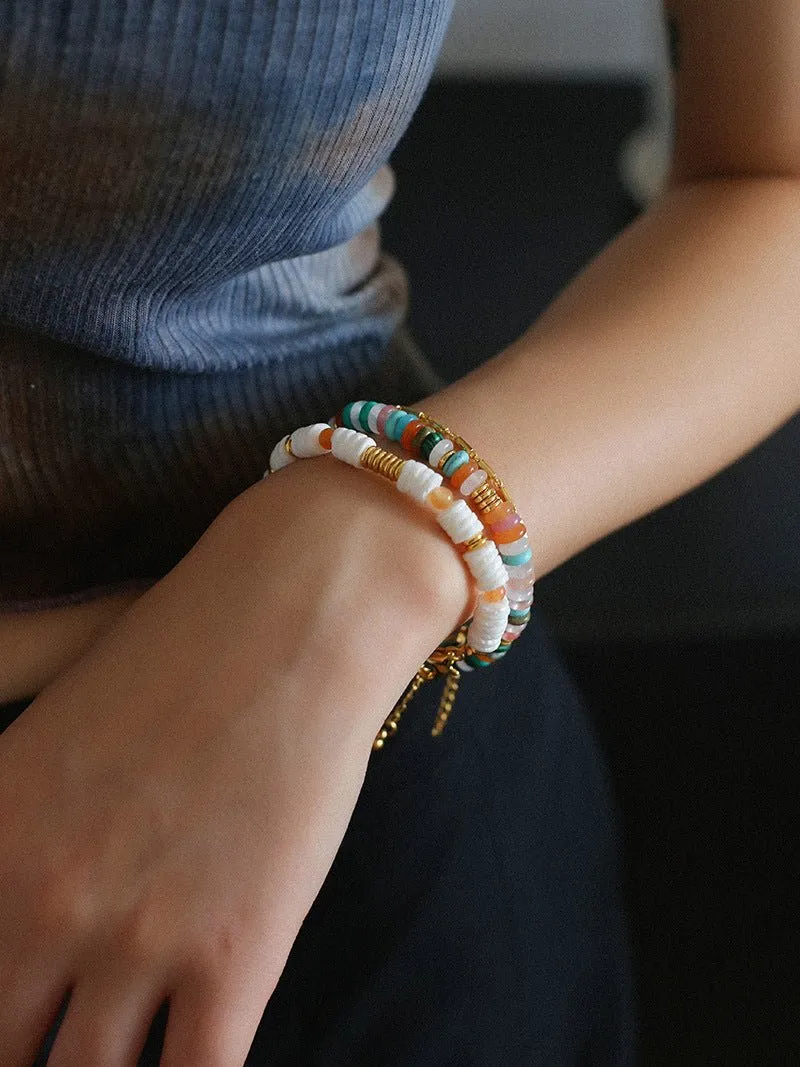 Rainbow Beaded Natural Stone Bracelet