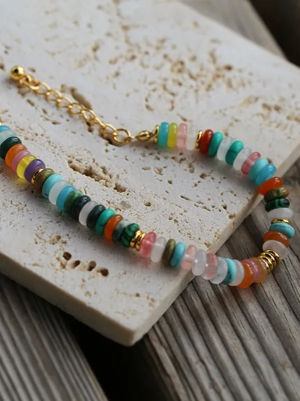 Rainbow Beaded Natural Stone Bracelet