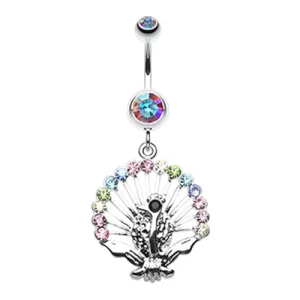 Rainbow Peacock Dance Navel Ring