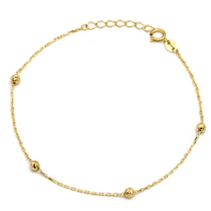 Real Gold 4 Textured Ball Adjustable Size Bracelet 6125 BR1630