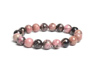 Rhodochrosite pink stone beads stone, stretch elastic bracelet, jewelry