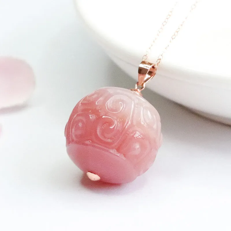 Rose Gold Necklace with Agate Ball Pendant and S925 Silver Chain