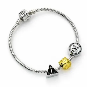 Silver Colour Three Bead Charms Silver Bracelet HP000372