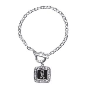 Silver EDS Awareness Square Charm Toggle Bracelet