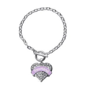 Silver Hermana - Lavender Pave Heart Charm Toggle Bracelet