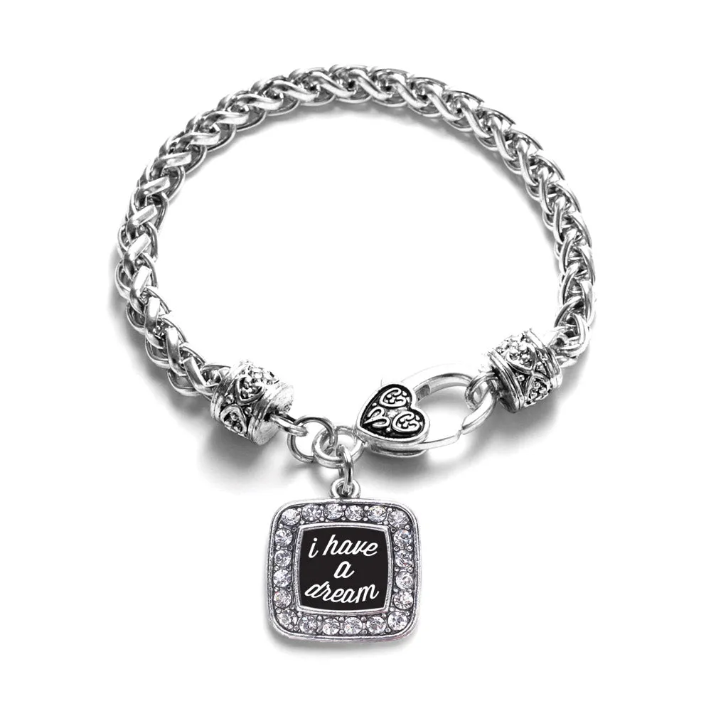 Silver I Have a Dream Square Charm Braided Bracelet