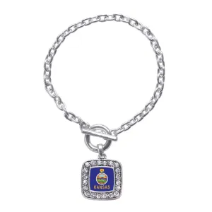 Silver Kansas Flag Square Charm Toggle Bracelet