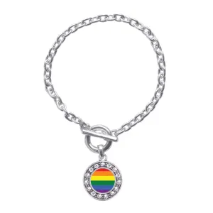 Silver LGBT Pride Circle Charm Toggle Bracelet