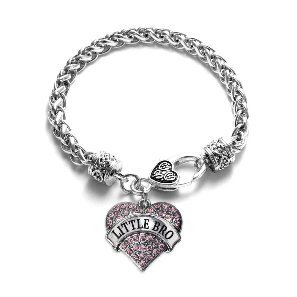 Silver Little Bro Pink Pink Pave Heart Charm Braided Bracelet