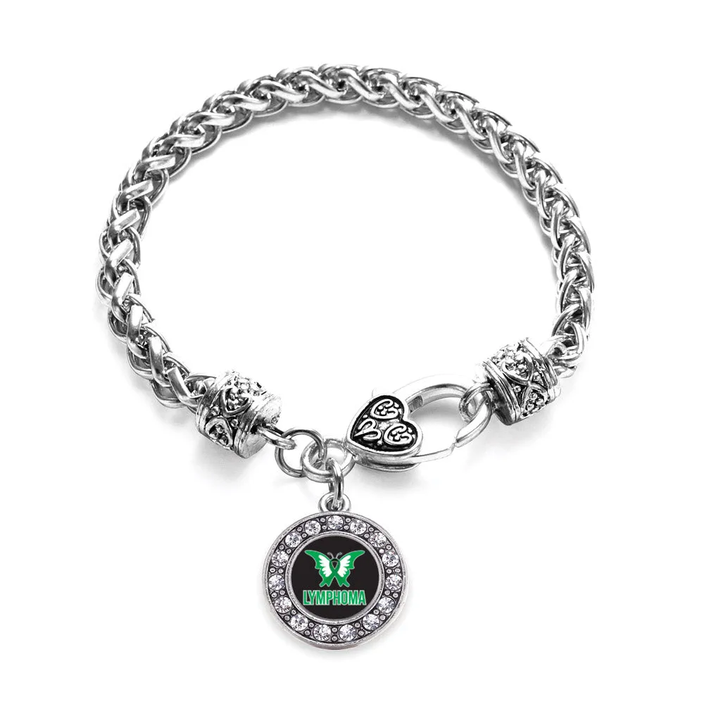 Silver Lymphoma Support and Awareness Circle Charm Braided Bracelet