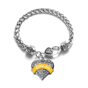 Silver Marigold Little Sister Pave Heart Charm Braided Bracelet