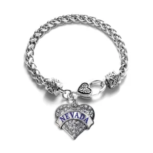 Silver Nevada Pave Heart Charm Braided Bracelet