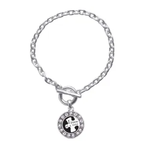 Silver One Piece at a Time Autism Awareness Circle Charm Toggle Bracelet