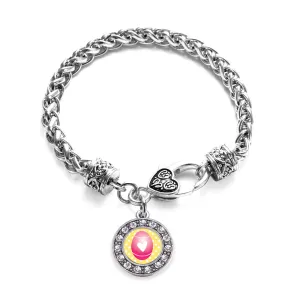 Silver Pink Easter Egg Circle Charm Braided Bracelet