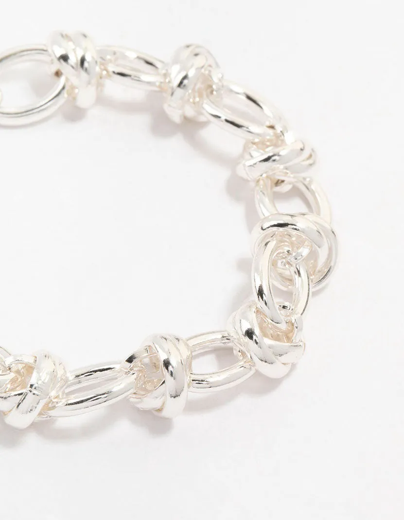 Silver Plated Knotted Chain Bracelet