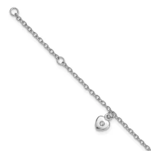 Silver Polished Finish C.Z Heart Bracelet