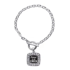 Silver Proud To Be Creek Square Charm Toggle Bracelet