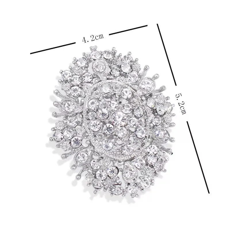 Silver Rhinestone Brooch - Style 12