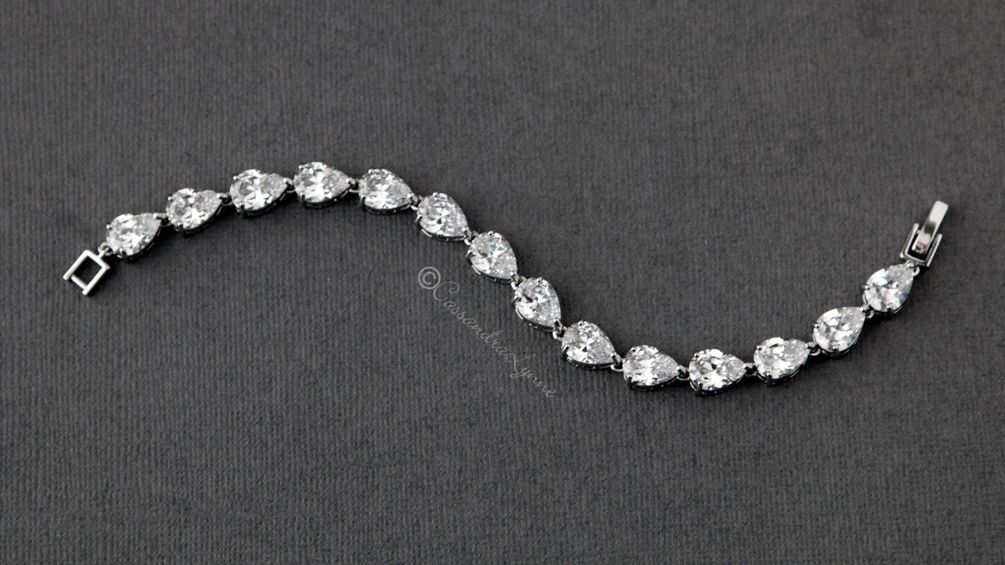 Simple Pear CZ Stones Bridal Bracelet