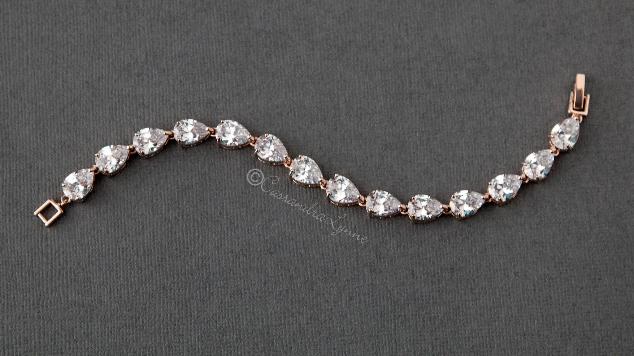 Simple Pear CZ Stones Bridal Bracelet