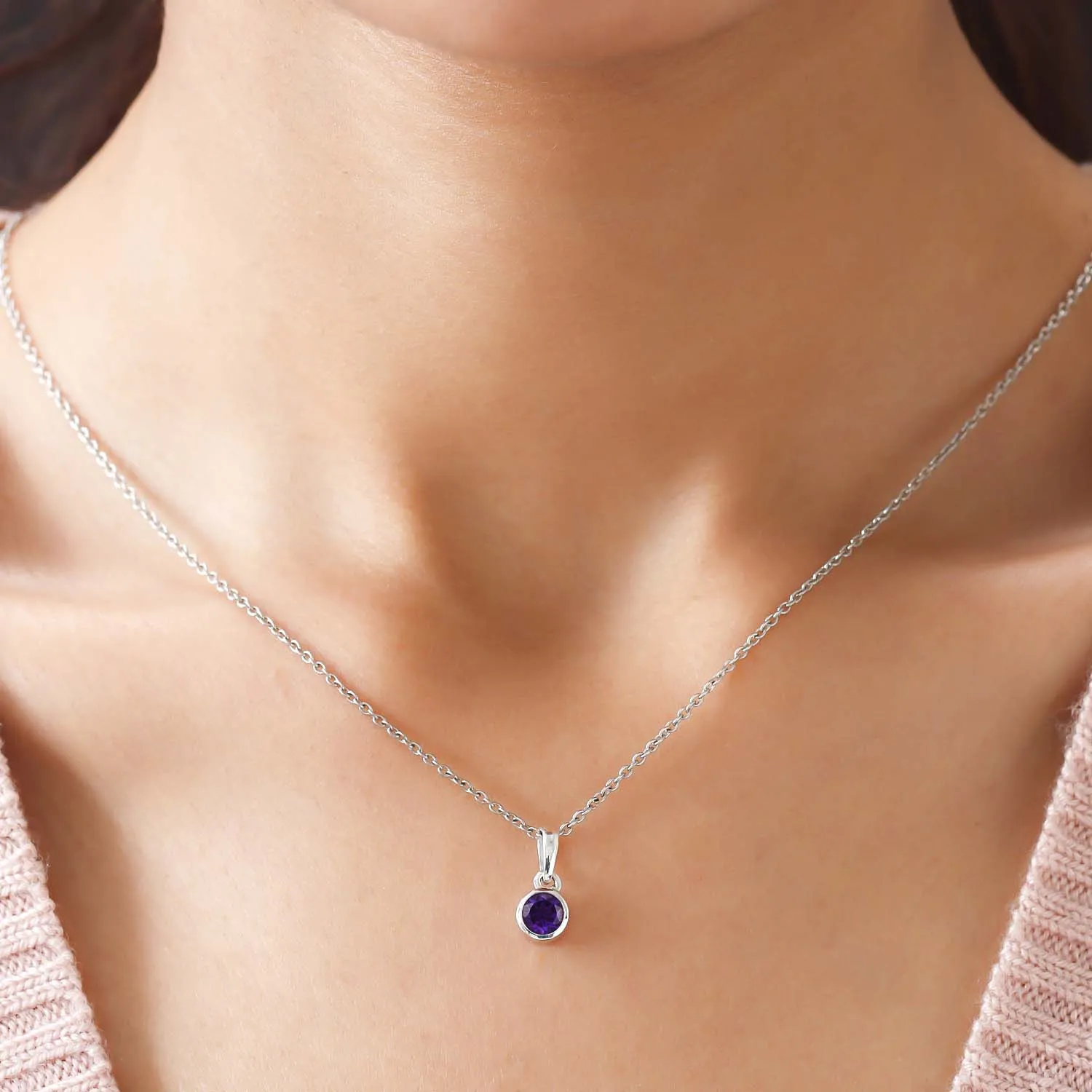 Solitaire Birthstone Charm Pendant